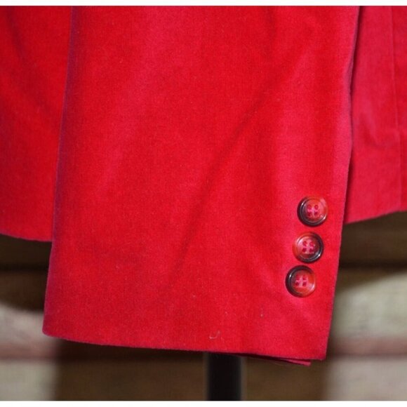 Vintage Womens 20 Red Velvet Double Button Blazer Jacket Holiday Party Christmas - Picture 6 of 10